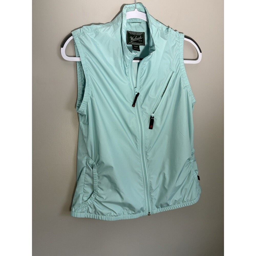 Woolrich Women’s Packable Windbreaker Vest Size Small Mint Aqua Blue Golf Hiking